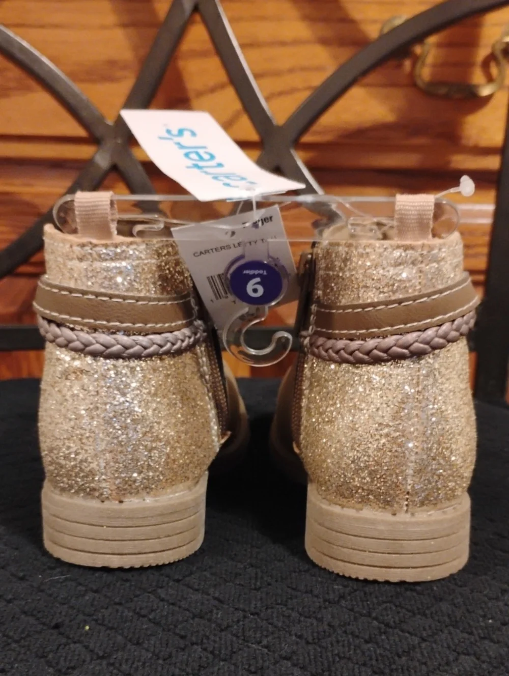 Carter's Toddler Zip-Up Boots NWT Glitter Back Side Zippers